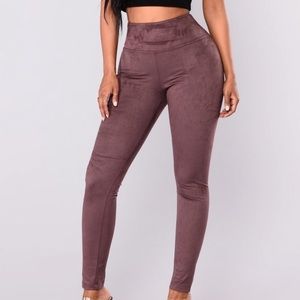 Fashion Nova. Plum Suede Leggings.